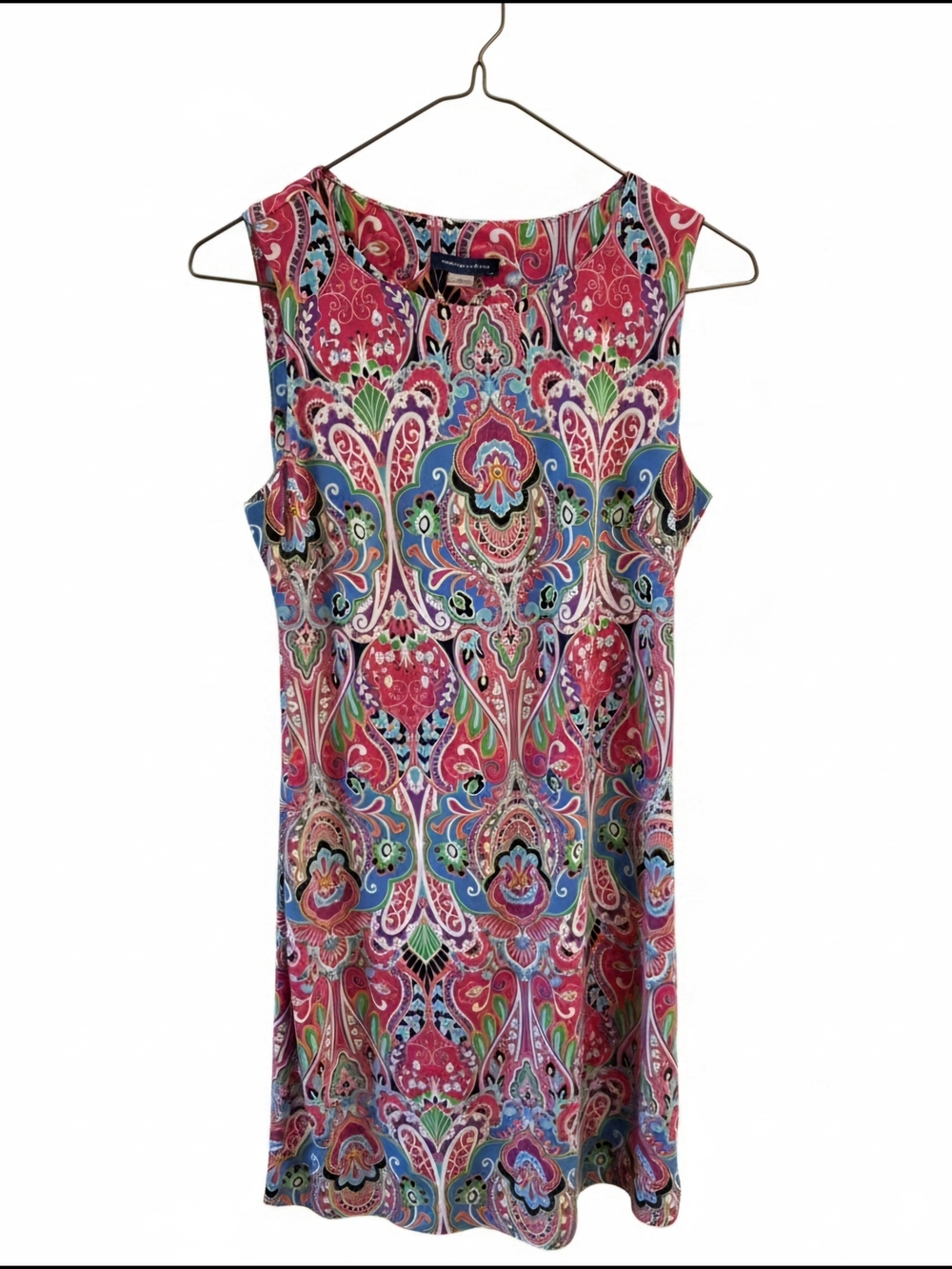 Tommy Hilfiger Vibrant Pink Blue Green Paisley Dress Retro Resort Cruise Chic 6P
